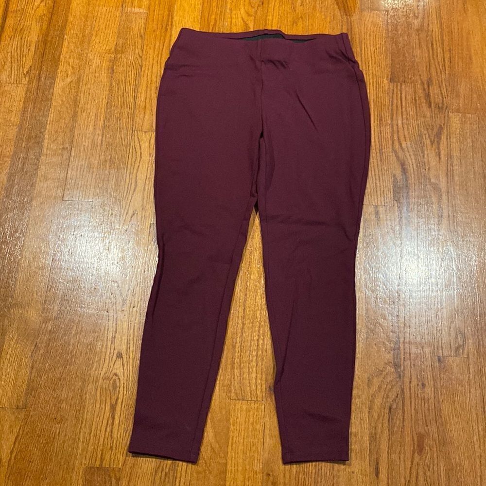 Chico's Size 0 (US 4) Deep Merlot Maroon Leggings Elastic Waist Stretch